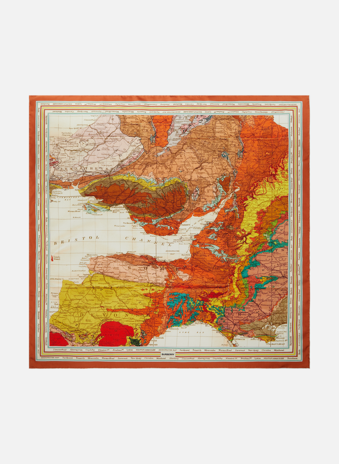 Silk square scarf with map print BURBERRY