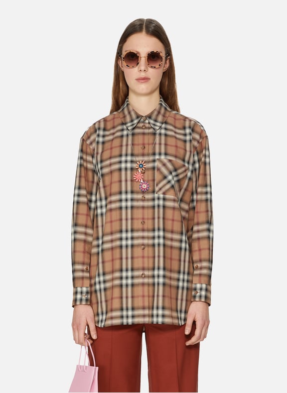Oversize Ombré check cotton twill shirt Brown by BURBERRY BURBERRY Oversize Ombré check cotton twill shirt Brown