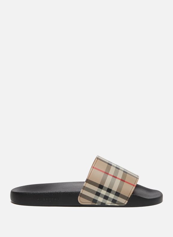 Vintage Check Slides Beige by BURBERRY BURBERRY Vintage Check Slides Beige