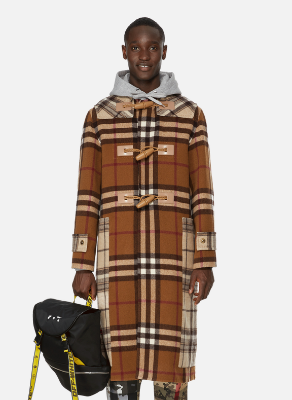 DUFFLE-COAT IN DOUBLE-SIDED CHECK WOOL - BURBERRY for MEN 