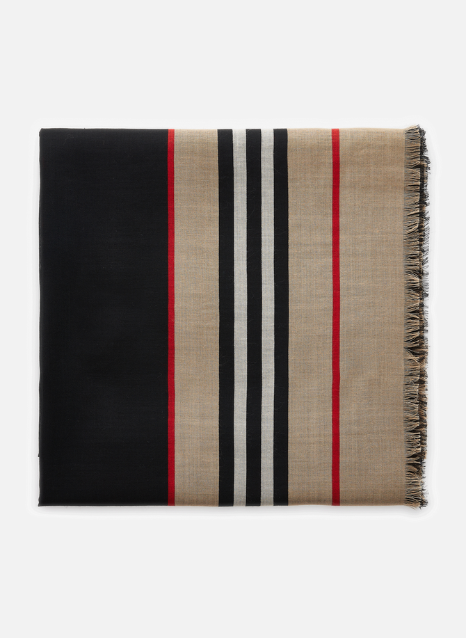 Heritage Stripe and Address silk and wool-blend scarf BURBERRY