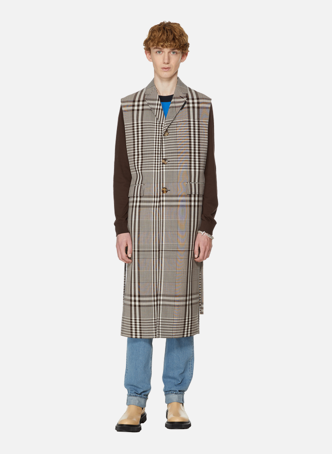 Sleeveless coat in technical wool check BURBERRY