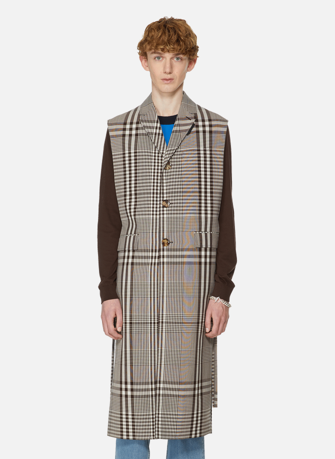 Sleeveless coat in technical wool check BURBERRY