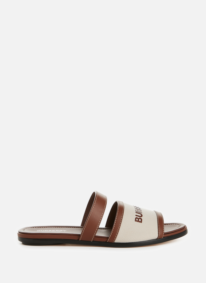 Canvas and leather logo mules BURBERRY