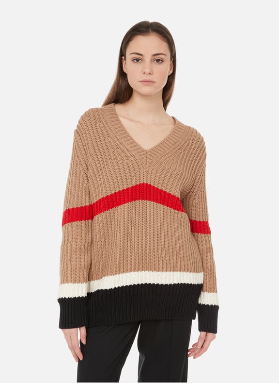 Beige Cotton and cashmere oversized jumper