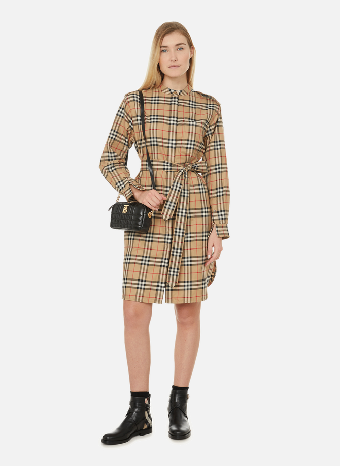 Vintage cotton belted shirt dress check BURBERRY