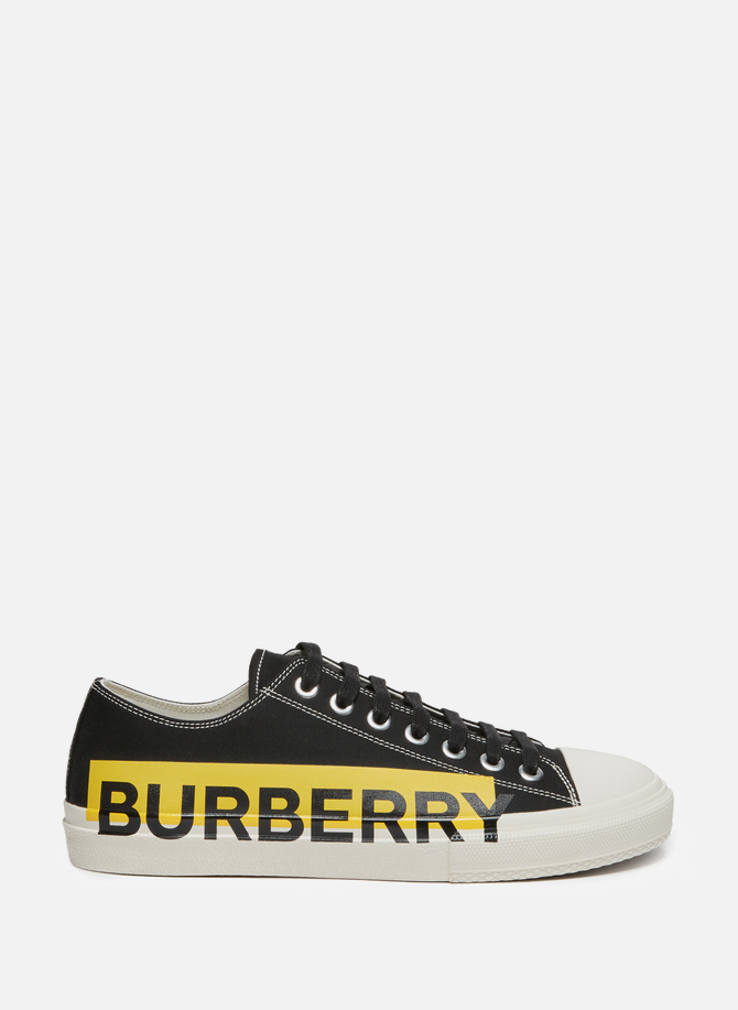 Two-tone cotton gabardine sneakers with the logo BURBERRY