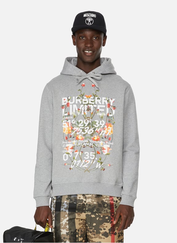Montage printed hooded cotton sweatshirt Grey by BURBERRY BURBERRY Montage printed hooded cotton sweatshirt Grey