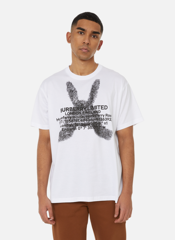 BURBERRY Oversized organic cotton T-shirt with a montage print White