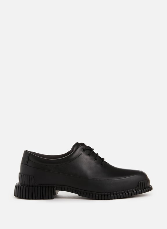 Pix leather and recycled polyester derby shoes Black by CAMPER CAMPER Pix leather and recycled polyester derby shoes Black