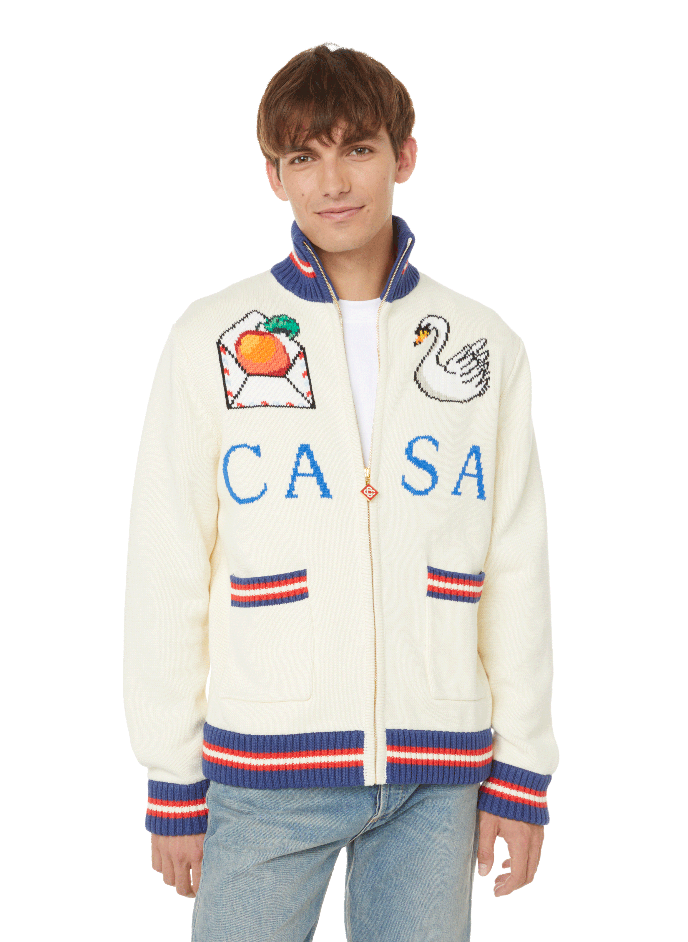 PATTERNED ZIP-UP CARDIGAN - CASABLANCA 