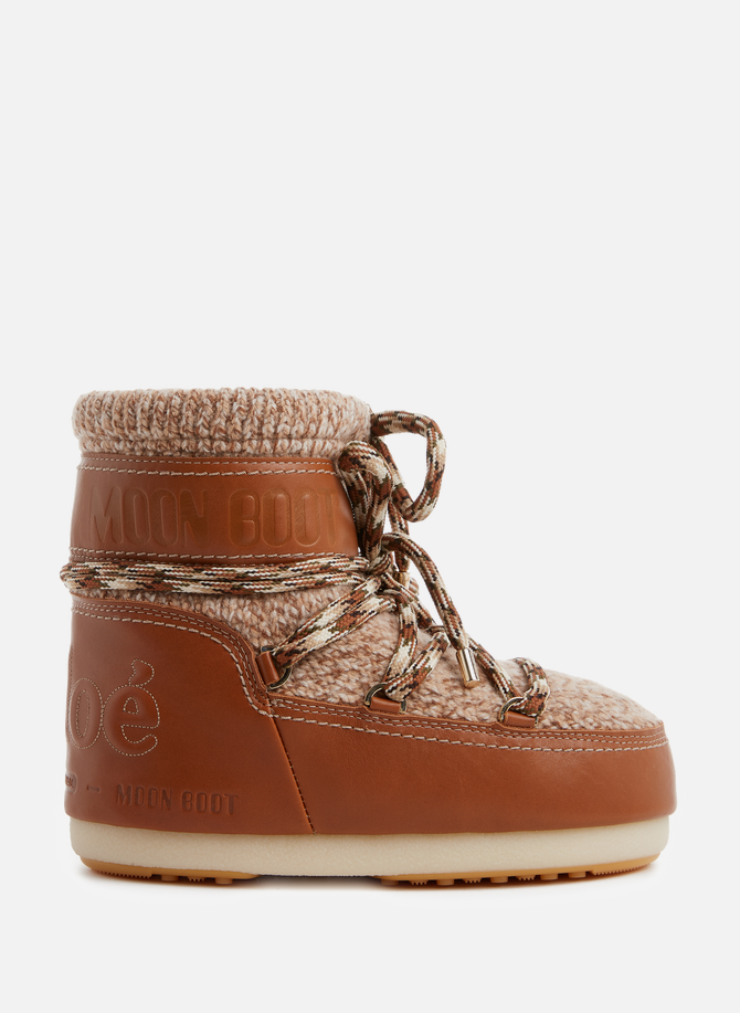 Moon Boot x Chloé leather and wool snow boots  CHLOÉ