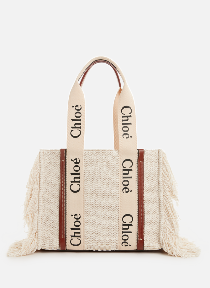 Woody medium recycled cotton canvas tote bag CHLOÉ