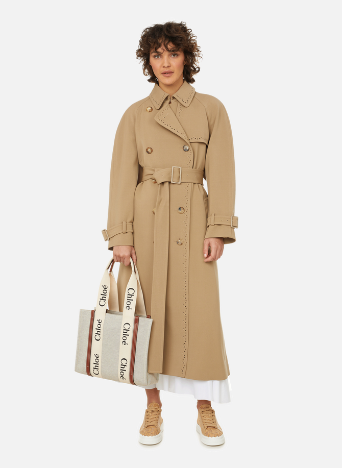 Wool trench coat with embroidered details CHLOÉ