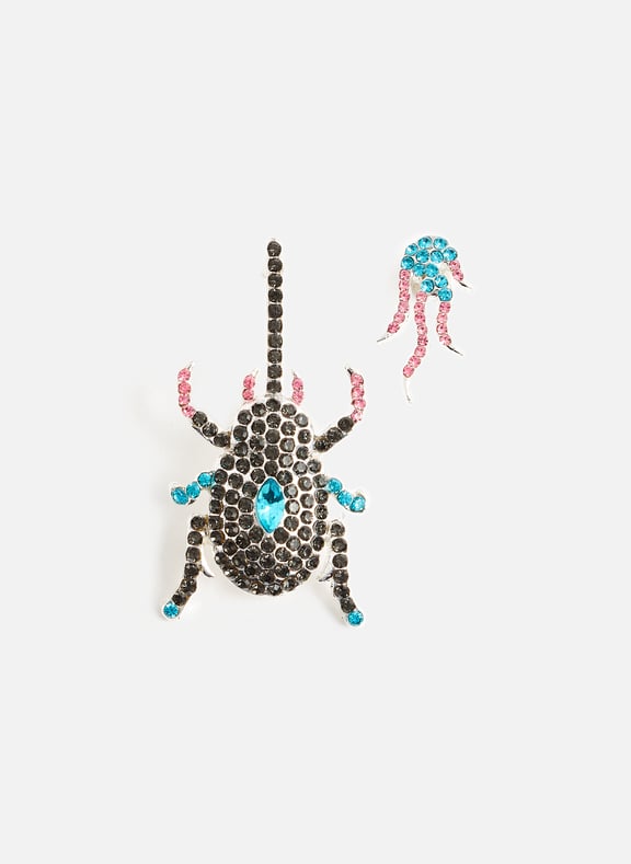 Beetle amp; Fire rhinestone earrings Multicolour by COLLINA STRADA COLLINA STRADA Beetle amp; Fire rhinestone earrings Multicolour
