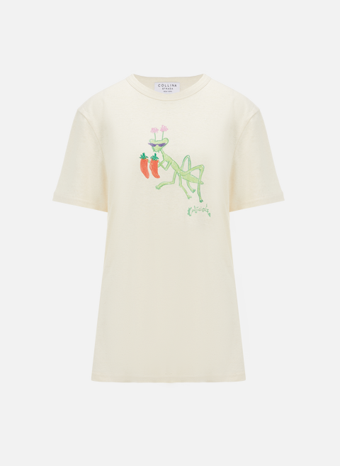 T-shirt imprimé en coton et chanvre MulticolourCOLLINA STRADA 