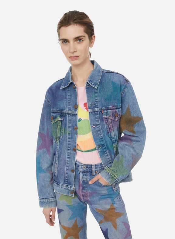 Denim jacket with star print Multicolour by COLLINA STRADA COLLINA STRADA Denim jacket with star print Multicolour