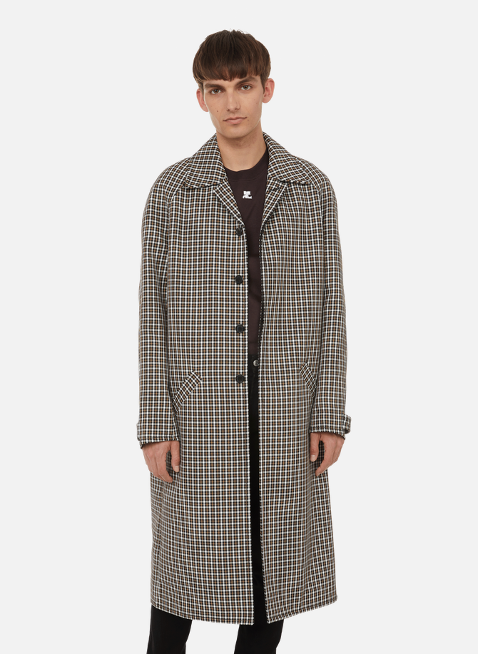 Oversized recycled polyester mini check coat COURREGES