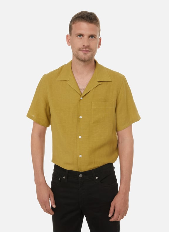 Imeji linen shirt Green by DE BONNE FACTURE DE BONNE FACTURE Imeji linen shirt Green