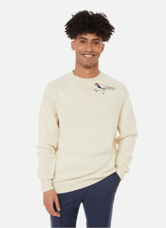 Embroidered wool jumper Beige by DE BONNE FACTURE DE BONNE FACTURE Embroidered wool jumper Beige