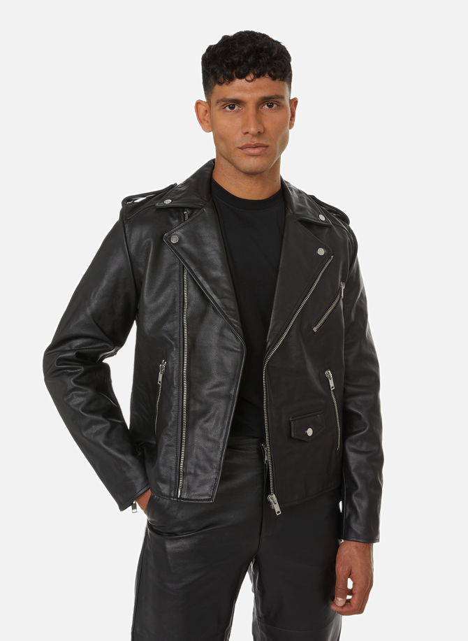 Leather biker jacket DEADWOOD