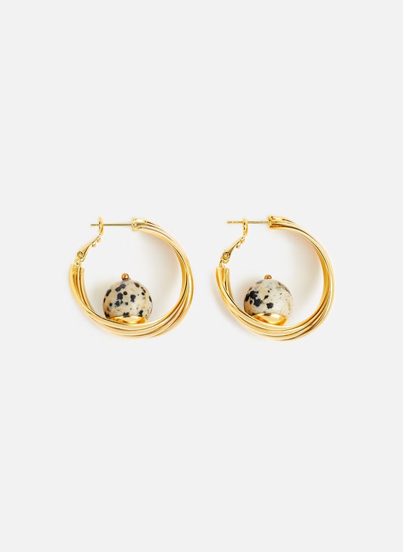 Twisted hoop earrings with pearls Multicolour by DESTREE DESTREE Twisted hoop earrings with pearls Multicolour