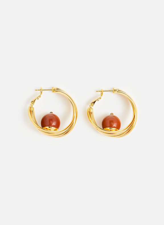 DESTREE Twisted hoop earrings with pearls Red