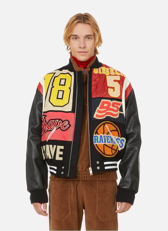 LEATHER AND WOOL-BLEND BOMBER JACKET - DIESEL for MEN | Printemps.com diesel jacket bomber