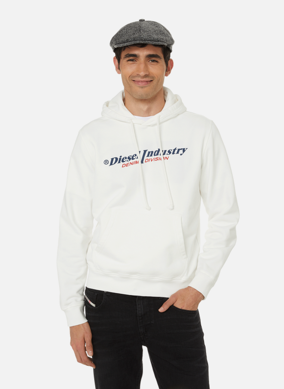 DIESEL Cotton hoodie with inscription White