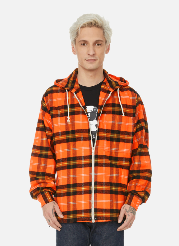 DIESEL Check flannel zip-up hoodie Orange