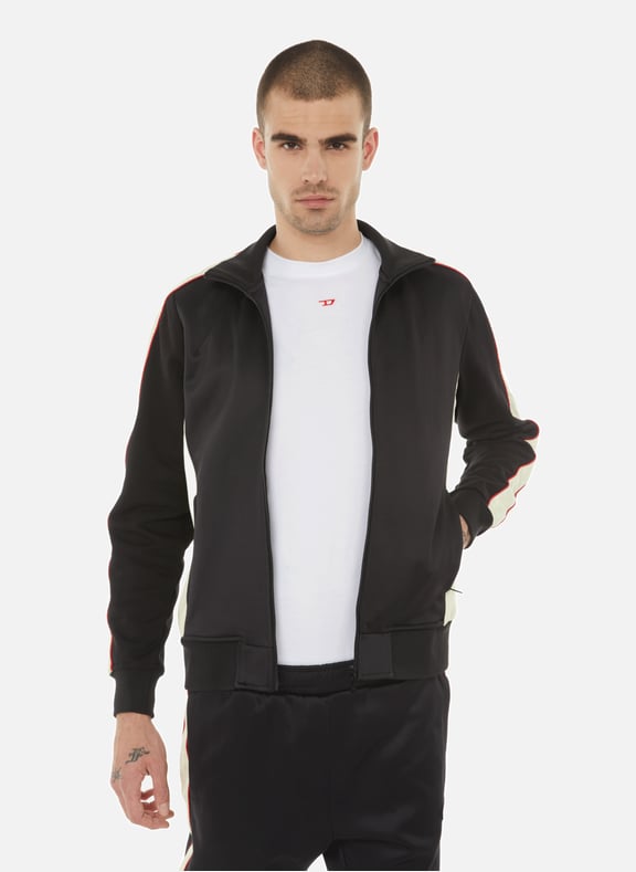 Bi-material colour-block track jacket Black by DIESEL DIESEL Bi-material colour-block track jacket Black