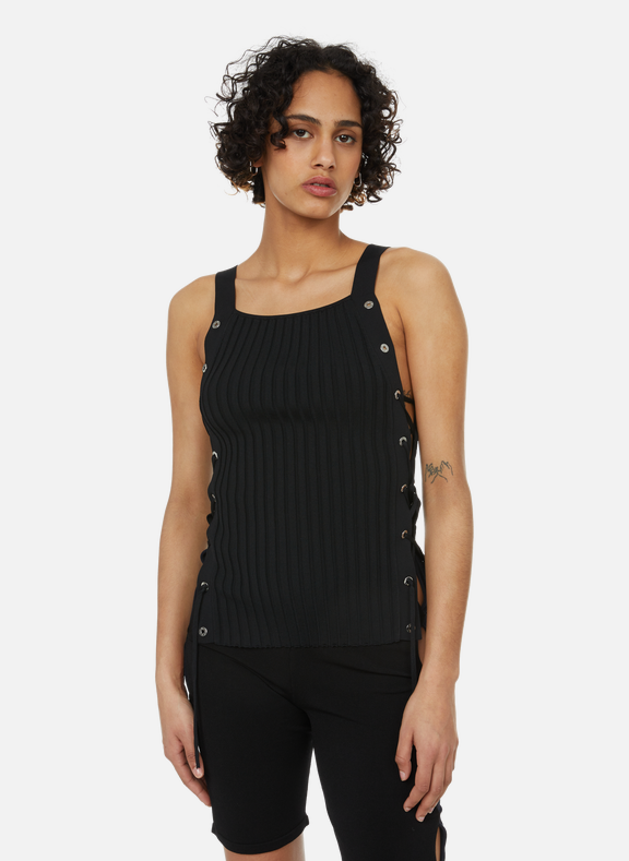 DION LEE Top with mesh laces  Black