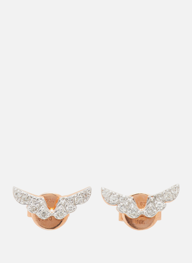 Gold and diamond wing earrings DJULA