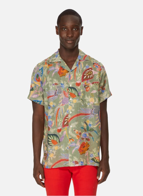 Print linen shirt Green by ETRO ETRO Print linen shirt Green