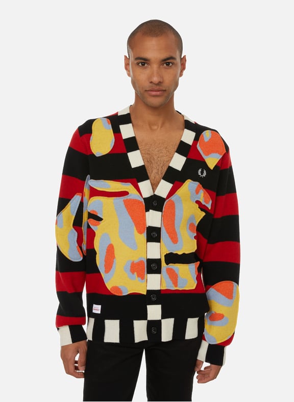 Striped intarsia cardigan Multicolour by FRED PERRY FRED PERRY Striped intarsia cardigan Multicolour