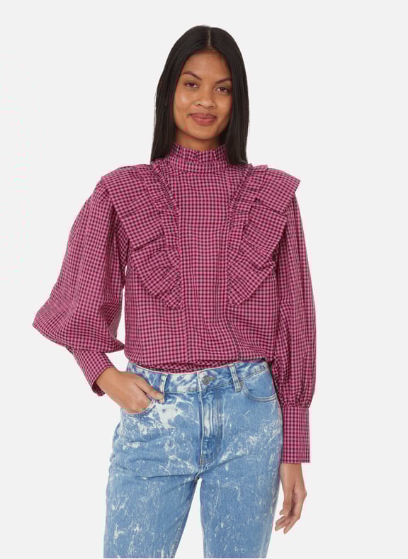 Check blouse Pink by GANNI GANNI Check blouse Pink