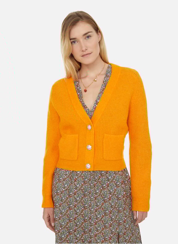 Alpaca and merino wool blend cardigan Orange by GANNI GANNI Alpaca and merino wool blend cardigan Orange