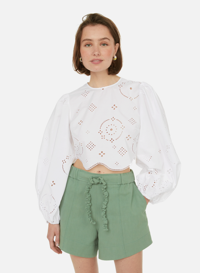 Organic cotton shirt with broderie anglaise GANNI
