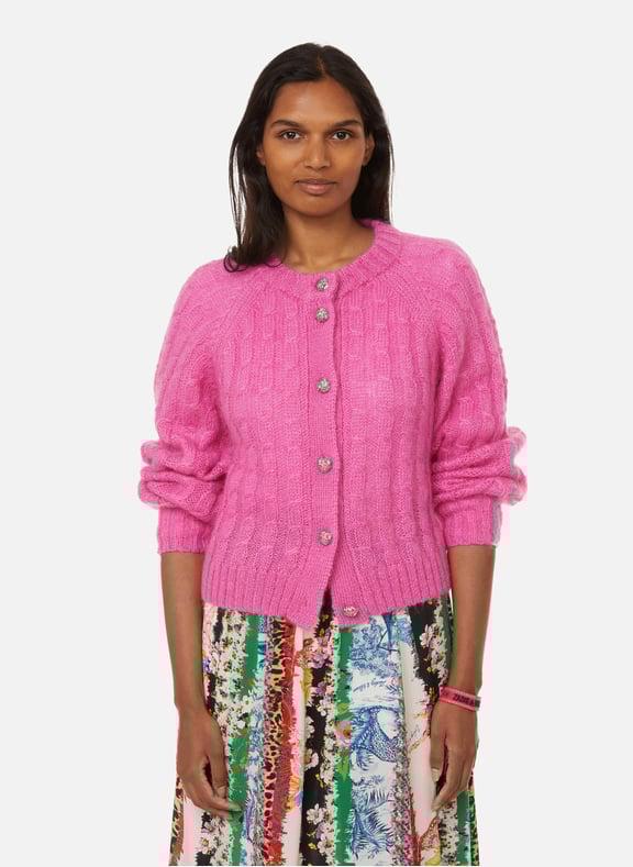 Mohair and merino-blend cardigan Pink by GANNI GANNI Mohair and merino-blend cardigan Pink