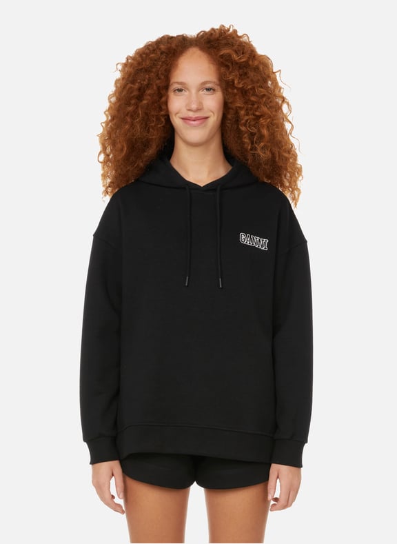 Recycled cotton-blend hoodie Black by GANNI GANNI Recycled cotton-blend hoodie Black