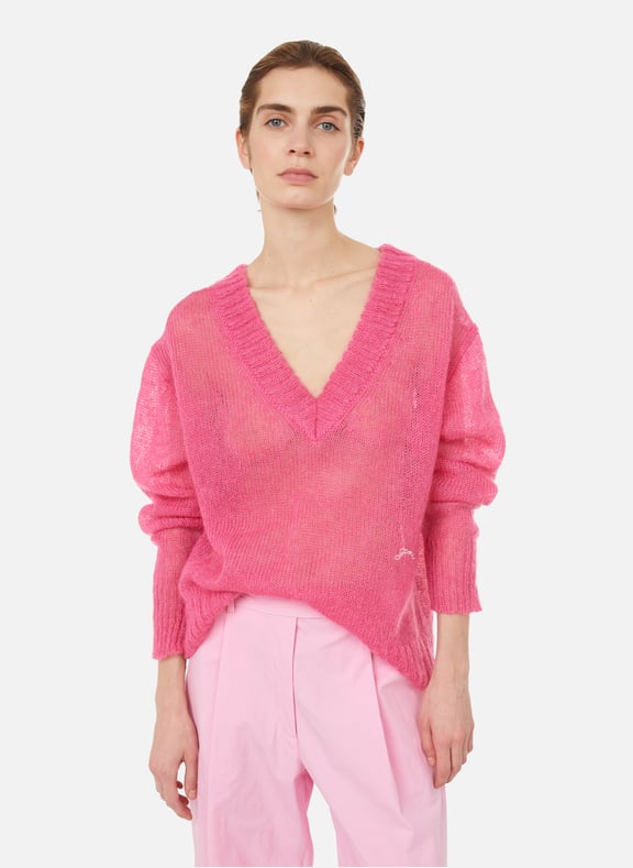 Oversized wool and mohair jumper Pink by GANNI GANNI Oversized wool and mohair jumper Pink
