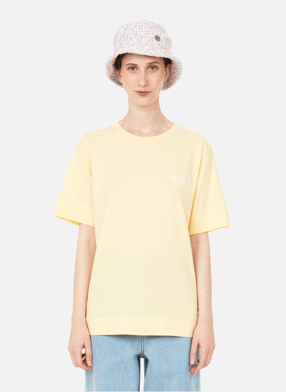 T-shirt with logo Yellow by GANNI GANNI T-shirt with logo Yellow