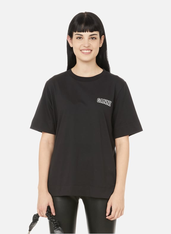T-shirt with logo Black by GANNI GANNI T-shirt with logo Black