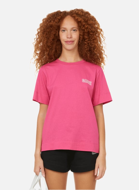 T-shirt with logo Pink by GANNI GANNI T-shirt with logo Pink