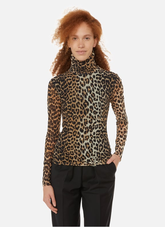 Printed mesh top Brown by GANNI GANNI Printed mesh top Brown