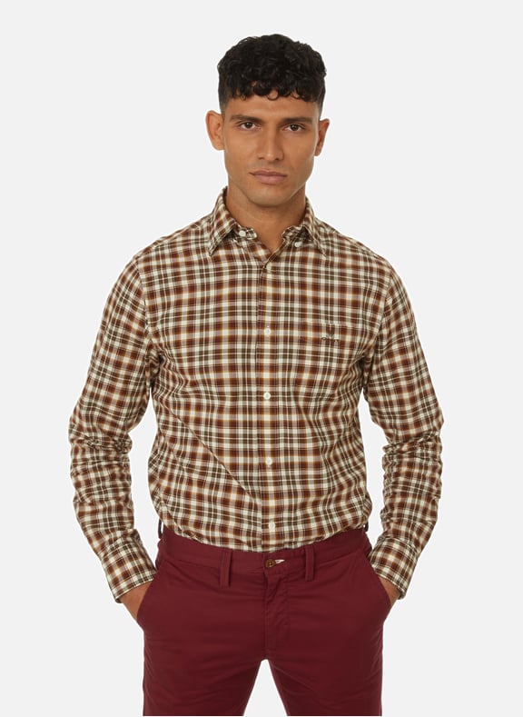 Broadcloth Tartan cotton shirt Brown by GANT GANT Broadcloth Tartan cotton shirt Brown