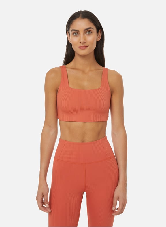 Tommy ribbed recycled polyester bra top Red by GIRLFRIEND COLLECTIVE GIRLFRIEND COLLECTIVE Tommy ribbed recycled polyester bra top Red