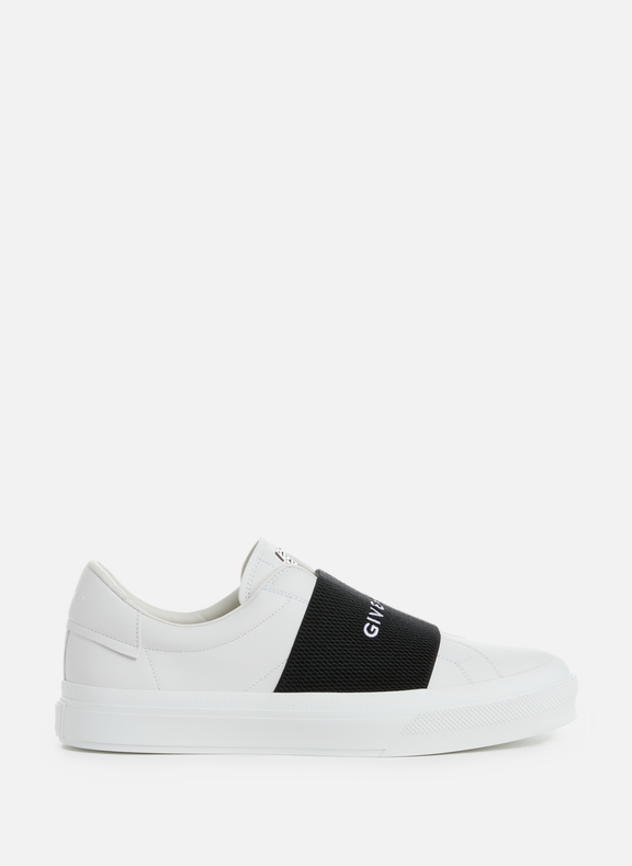 GIVENCHY Calfskin leather sneakers with elastic strap White