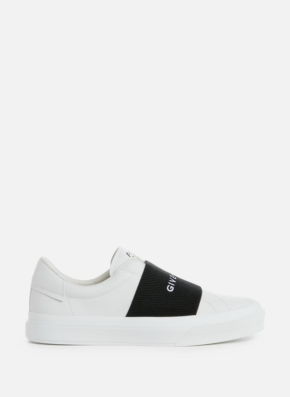 Calfskin leather sneakers with elastic strap White by GIVENCHY GIVENCHY Calfskin leather sneakers with elastic strap White