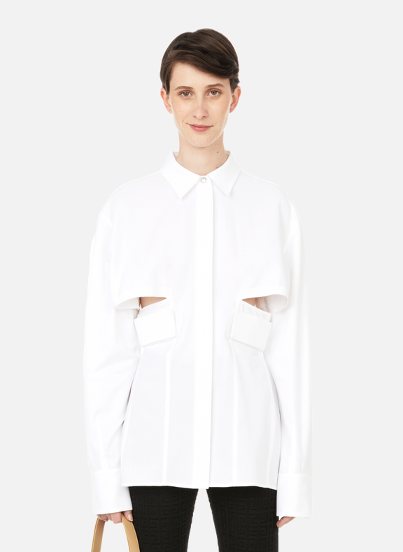 GIVENCHY Textured cotton shirt with graphic cut-outs White